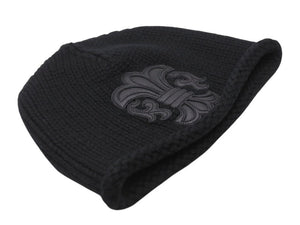 極美品 CHROME HEARTS クロムハーツ BEANIE CASH BS FLARE BSフレアパッチ ビーニー ニットキャップ 310215-B ブラック 中古 4b004721