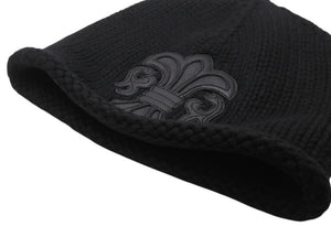 極美品 CHROME HEARTS クロムハーツ BEANIE CASH BS FLARE BSフレアパッチ ビーニー ニットキャップ 310215-B ブラック 中古 4b004721