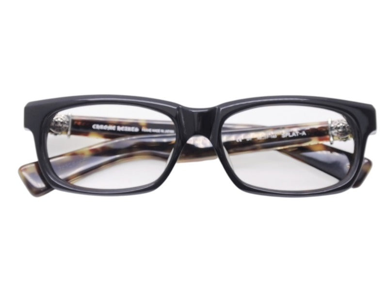 CHROME HEARTS クロムハーツ 伊達メガネ SPLAT-A サイズ55□17 -143 BSフレア シルバー925 ブラック 鼈甲カラー レンズ無し 美品 中古 4b004722