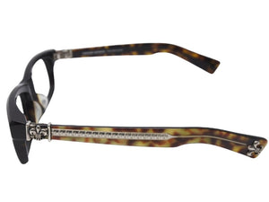 CHROME HEARTS クロムハーツ 伊達メガネ SPLAT-A サイズ55□17 -143 BSフレア シルバー925 ブラック 鼈甲カラー レンズ無し 美品 中古 4b004722