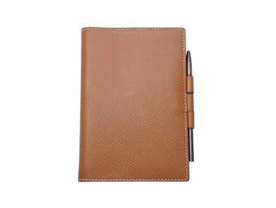 HERMES エルメス アジェンダ クシュベル カバー メモ帳 ペン付き ブラウン レザー 美品 中古 4b004727