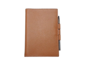 HERMES エルメス アジェンダ クシュベル カバー メモ帳 ペン付き ブラウン レザー 美品 中古 4b004727