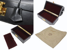 Load image into Gallery viewer, HERMES エルメス ヴィンテージ STEEL VANITY BAG サック マレット スティール バニティ ハンドバッグ ボックスカーフ ブラック ゴールド金具 美品 中古 4b004728