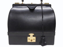 Load image into Gallery viewer, HERMES エルメス ヴィンテージ STEEL VANITY BAG サック マレット スティール バニティ ハンドバッグ ボックスカーフ ブラック ゴールド金具 美品 中古 4b004728