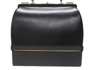 HERMES エルメス ヴィンテージ STEEL VANITY BAG サック マレット スティール バニティ ハンドバッグ ボックスカーフ ブラック ゴールド金具 美品 中古 4b004728