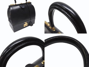 HERMES エルメス ヴィンテージ STEEL VANITY BAG サック マレット スティール バニティ ハンドバッグ ボックスカーフ ブラック ゴールド金具 美品 中古 4b004728