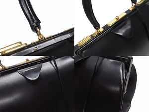 HERMES エルメス ヴィンテージ STEEL VANITY BAG サック マレット スティール バニティ ハンドバッグ ボックスカーフ ブラック ゴールド金具 美品 中古 4b004728