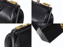 Load image into Gallery viewer, HERMES エルメス ヴィンテージ STEEL VANITY BAG サック マレット スティール バニティ ハンドバッグ ボックスカーフ ブラック ゴールド金具 美品 中古 4b004728