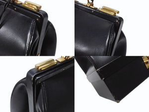 HERMES エルメス ヴィンテージ STEEL VANITY BAG サック マレット スティール バニティ ハンドバッグ ボックスカーフ ブラック ゴールド金具 美品 中古 4b004728
