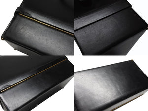 HERMES エルメス ヴィンテージ STEEL VANITY BAG サック マレット スティール バニティ ハンドバッグ ボックスカーフ ブラック ゴールド金具 美品 中古 4b004728