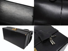 Load image into Gallery viewer, HERMES エルメス ヴィンテージ STEEL VANITY BAG サック マレット スティール バニティ ハンドバッグ ボックスカーフ ブラック ゴールド金具 美品 中古 4b004728