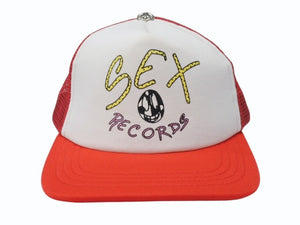 CHROME HEARTS クロムハーツ SEX RECORDS セックスレコーズ トラッカー メッシュキャップ ONE SIZE レッド ホワイト 美品 中古 4b004733