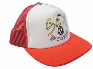 CHROME HEARTS クロムハーツ SEX RECORDS セックスレコーズ トラッカー メッシュキャップ ONE SIZE レッド ホワイト 美品 中古 4b004733