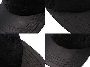 CHROME HEARTS クロムハーツ セメタリークロスパッチ トラッカーキャップ ONE SIZE レザー シルバー925 ブラック 美品 中古 4b004734