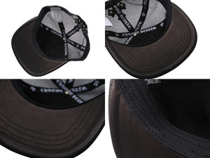 CHROME HEARTS クロムハーツ セメタリークロスパッチ トラッカーキャップ ONE SIZE レザー シルバー925 ブラック 美品 中古 4b004734