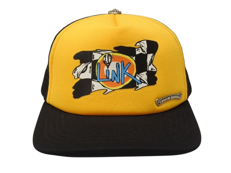 極美品 CHROME HEARTS クロムハーツ MATTY BOY マッティボーイ LiNK トラッカー メッシュキャップ ONE SIZE イエロー ブラック 中古 4b004738