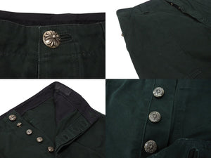 CHROME HEARTS クロムハーツ コットンパンツ サイズ34 クロスボールボタン ホースシュー シルバー925 グリーン 美品 中古 4b004742