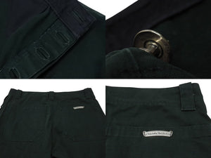 CHROME HEARTS クロムハーツ コットンパンツ サイズ34 クロスボールボタン ホースシュー シルバー925 グリーン 美品 中古 4b004742