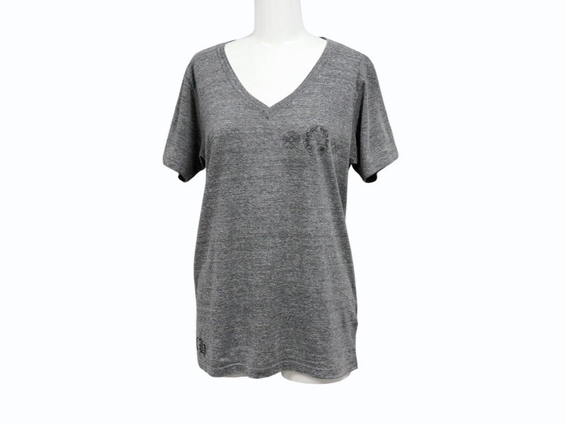 CHROME HEARTS クロムハーツ 半袖Ｔシャツ ホースシュー RN#95024 グレー コットン ポリエステル レーヨン サイズM 美品 中古 4b004743