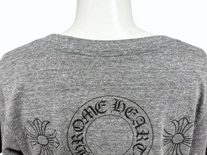 CHROME HEARTS クロムハーツ 半袖Ｔシャツ ホースシュー RN#95024 グレー コットン ポリエステル レーヨン サイズM 美品 中古 4b004743