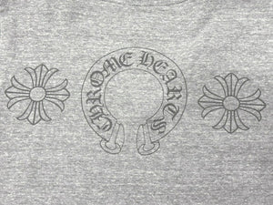 CHROME HEARTS クロムハーツ 半袖Ｔシャツ ホースシュー RN#95024 グレー コットン ポリエステル レーヨン サイズM 美品 中古 4b004743