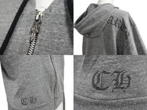CHROME HEARTS クロムハーツ パーカー バックアーチロゴプリント ダガージップ RN#95024 ポリエステル コットン レーヨン グレー サイズM 美品 中古 4b004745