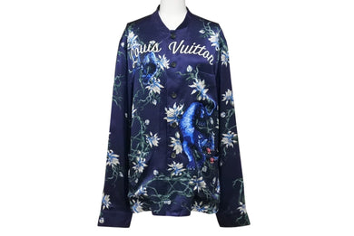 極美品 LOUIS VUITTON ルイヴィトン 16SS パンサー シルク パジャマシャツ キムジョーンズ期 シルク ネイビー サイズS 中古 4b004747
