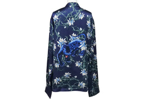 極美品 LOUIS VUITTON ルイヴィトン 16SS パンサー シルク パジャマシャツ キムジョーンズ期 シルク ネイビー サイズS 中古 4b004747