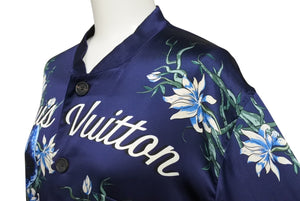 極美品 LOUIS VUITTON ルイヴィトン 16SS パンサー シルク パジャマシャツ キムジョーンズ期 シルク ネイビー サイズS 中古 4b004747