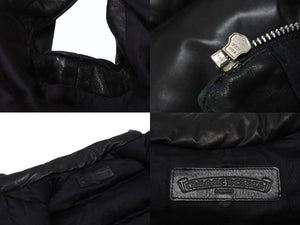 CHROME HEARTS クロムハーツ STIFF スティッフ レザーダウンベスト サイズXS クロスボール ダガージップ ラムレザー ブラック 美品 中古 4b004748