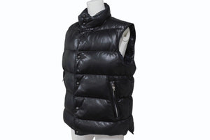 CHROME HEARTS クロムハーツ STIFF スティッフ レザーダウンベスト サイズXS クロスボール ダガージップ ラムレザー ブラック 美品 中古 4b004748