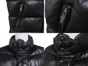 CHROME HEARTS クロムハーツ STIFF スティッフ レザーダウンベスト サイズXS クロスボール ダガージップ ラムレザー ブラック 美品 中古 4b004748