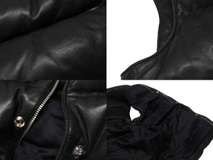 CHROME HEARTS クロムハーツ STIFF スティッフ レザーダウンベスト サイズXS クロスボール ダガージップ ラムレザー ブラック 美品 中古 4b004748