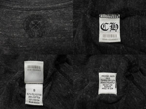 CHROME HEARTS クロムハーツ 半袖Ｔシャツ Vネック RN#95024 ポリエステル コットン レーヨン グレー 美品 中古 4b004750