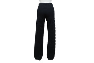 極美品 CHROME HEARTS クロムハーツ スウェットパンツ セメタリークロスプリント コットン ブラック ホワイト サイズXS 中古 4b004751