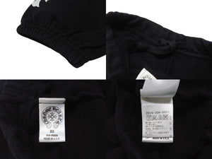 極美品 CHROME HEARTS クロムハーツ スウェットパンツ セメタリークロスプリント コットン ブラック ホワイト サイズXS 中古 4b004751