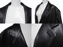 Load image into Gallery viewer, HERMES エルメス ヴィンテージ レザー ロングコート アウター ラムスキン ブラック サイズ58 美品 中古 4b004754