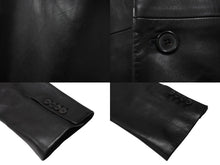 Load image into Gallery viewer, HERMES エルメス ヴィンテージ レザー ロングコート アウター ラムスキン ブラック サイズ58 美品 中古 4b004754