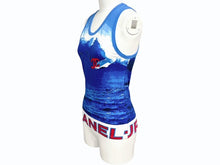 Load image into Gallery viewer, 極美品 CHANEL シャネル サーフライン タンクトップ ノースリーブ P19540V11371 サイズ38 ココマーク ブルー 総柄 中古 4b004758