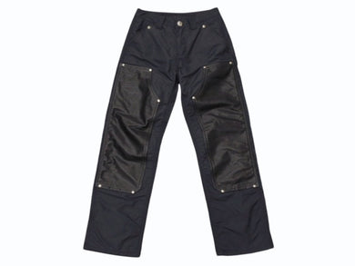極美品 CHROME HEARTS クロムハーツ ダブルニーパンツ サイズ25 CHクロスレザーパッチ シルバー925 ブラック 中古 4b004761