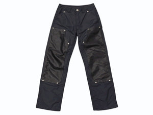 極美品 CHROME HEARTS クロムハーツ ダブルニーパンツ サイズ25 CHクロスレザーパッチ シルバー925 ブラック 中古 4b004761