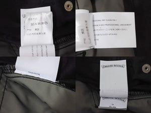 極美品 CHROME HEARTS クロムハーツ ダブルニーパンツ サイズ25 CHクロスレザーパッチ シルバー925 ブラック 中古 4b004761