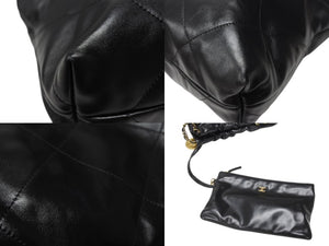 極美品 CHANEL シャネル 22 ハンドバッグ ショルダーバッグ ランダム番台 シャイニーカーフスキン ブラック ゴールド金具 中古 4b004767