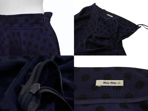 MIU MIU 13SS ミュウミュウ フレアスカート レース ミニ丈 ドット柄 MG617 Z06KA ネイビー ブラック サイズ40 美品 中古 4b004769 