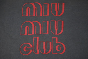 MIU MIU ミュウミュウ 20AW miumiu club コットンスウェットシャツ MJA810 1IG3 チャコールグレー サイズL 美品 中古 4b004770