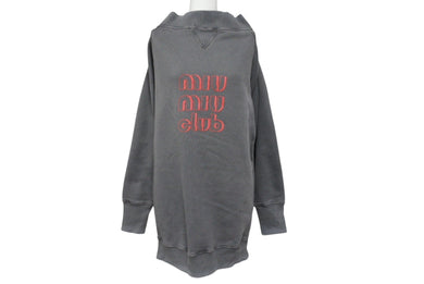 MIU MIU ミュウミュウ 20AW miumiu club コットンスウェットシャツ MJA810 1IG3 チャコールグレー サイズL 美品 中古 4b004770