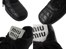 画像をギャラリービューアに読み込む, MIU MIU ミュウミュウ 21SS Heel Leather Sneaker ヒールレザースニーカー ミッドヒール ナッパレザー ブラック サイズ37 1/2 美品 中古 4b004772