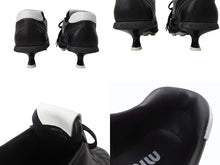 画像をギャラリービューアに読み込む, MIU MIU ミュウミュウ 21SS Heel Leather Sneaker ヒールレザースニーカー ミッドヒール ナッパレザー ブラック サイズ37 1/2 美品 中古 4b004772