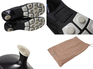 MIU MIU ミュウミュウ 21SS Heel Leather Sneaker ヒールレザースニーカー ミッドヒール ナッパレザー ブラック サイズ37 1/2 美品 中古 4b004772