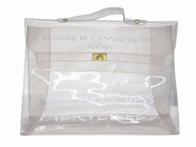 HERMES エルメス ビニール ケリー ハンドバッグ 不思議の国、エルメスへの旅 スケルトン クリア ゴールド金具 美品 中古 4b004774